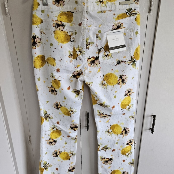 NWT Anthropologie High Rise Bootcut White/yellow jeans Size 29 - Picture 10 of 11